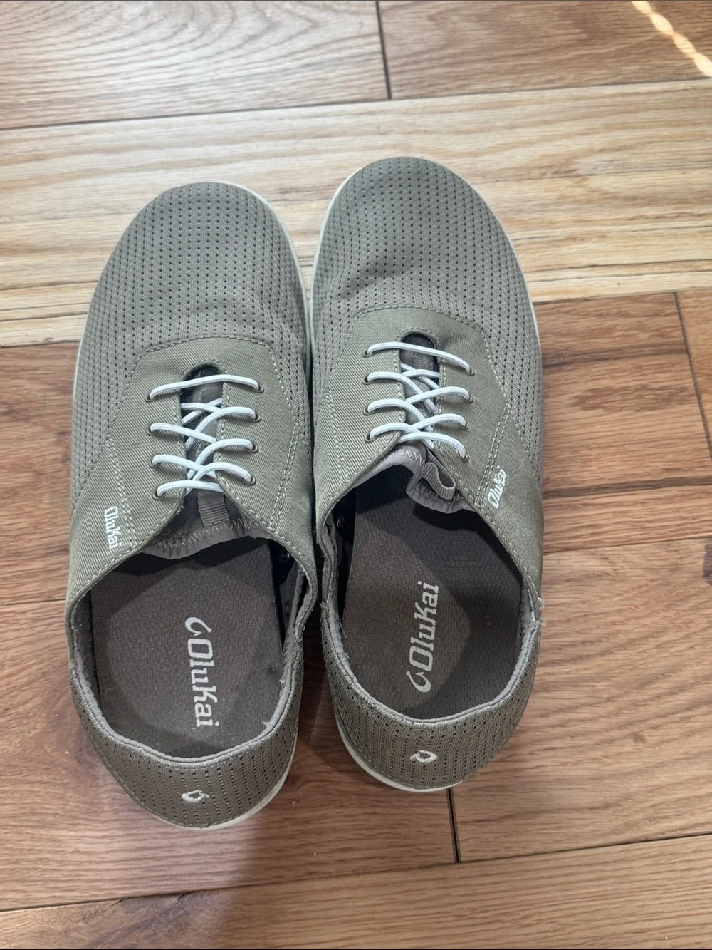 OluKai | Nohea Moku Light Olive Green No Tie Boat Slip On Shoes US Men's 9.5